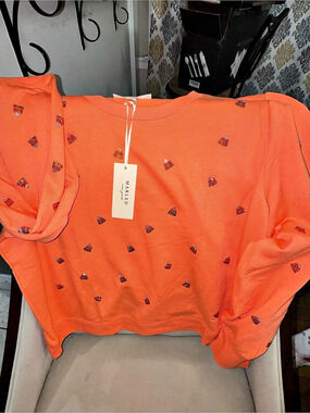 MARLED Embellished Orange Sweatshirt NWT